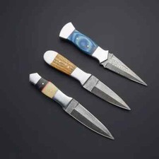 Set Of 3Pcs Handmade Damascus Steel Skinner Knives With Sheath Gift For Birthday picture