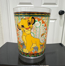 Rare Disney The Lion King Simba Hard Clear Plastic Wastebasket Vintage 1990’s picture