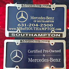 Mercedes Benz Dealer Promo License Plate Frames Chrome W/ Inserts Southampton NY picture
