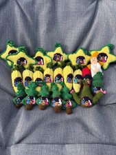 Lot of 21 Vintage Peruvian Hand Knit Christmas Ornaments Nativity Scene Folk Art picture