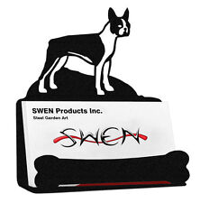 SWEN Products BOSTON TERRIER Dog Black Metal Business Card Holder picture