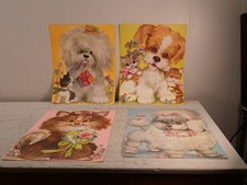 Vintage PRECIOUS PETS by Coby Poster Prints 1970s Set Of 4 Cats Dogs picture