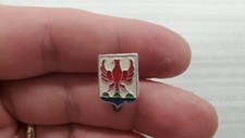 A. Augis Lyon Red Bird Cardinal Crest Enamel Pin Pinback Lapel France VINTAGE picture