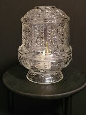 Vintage Clear Glass Fairy Lamp In Stars and Bars Design By Indiana Glass picture