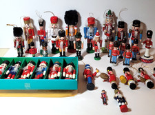 Vintage Wooden Nutcracker & Soldier Christmas Ornament Size Variety Lot of 33 picture