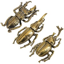 3PCS/Set Insect Bug Wall Decor, Solid Brass Beetle Figurine Ornament, Exquisi... picture