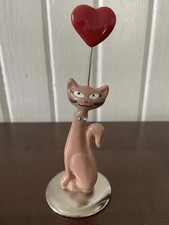 Vintage Pink Cat Photo Holder Heart Clip NIB Girly Coquette Desk Decor Rhineston picture
