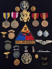 LARGE LOT OF MILITARY MEDALS/PINS/NRA MEDALS AND SON IN SERVICE (S 925) PIN picture