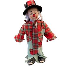 Vintage Collectible Hobo Clown Porcelain Doll On Stand picture