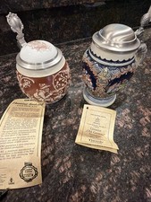 Vintage Getz Hunting Tankard & Thewalt German Bibel Stein — Pair of 2 picture