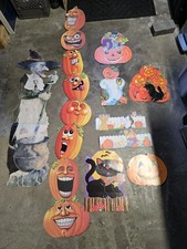 Lot Vintage Halloween Die Cut Cutout Decorations Lot Of 9 picture