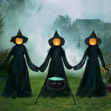 JOYIN 5 FT Halloween Witch Decorations Outdoor, Set of 3 Light Up 5 FT, Black picture