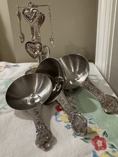Vintage Ganz Heart Measuring Spoons & Cups With Spinning Carousel Stand LOT picture