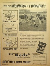 U. S. Keds Shoe Of Champions Football Players T Formation Vintage Print Ad 1945 picture