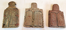 3 Ethiopian Coptic Christian Hand Carved Stone Icon Saints picture