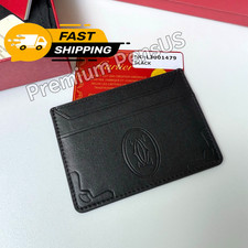 CARTIER Must De Cartier Black Leather Card Holder Wallet Luxury Full Set NOS picture