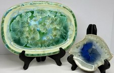 2pc Vintage Crystalline Glaze Studio Art Pottery Set By Jamil Scherief & Conner picture