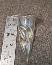 Vintage Heeney Co Blown Glass Iridescent Ornament Vase 4.25