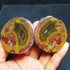 RARE 1 pair 183.5g Natural Warring States Red Agate Crystal Healing 3453+ picture