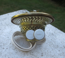 ANTIQUE BEST IMPROVED DUPLEX BRASS SCREW FIT OIL LAMP BURNER  RARE WHITE INSERTS picture