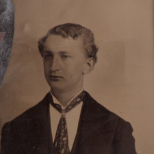 Antique CDV 6th Plate Tintype Photo Handsome Young Man wearing a Cravat #1346 picture