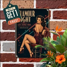 Retro Bikini Model Tin Sign Vintage Metal Plaque Beach House Wall Decor 8x12 picture