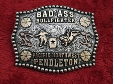 X~Treme PENDLETON BAD ASS BULLFIGHTING RODEO CHAMPION TROPHY BUCKLE☆Rare☆396 picture