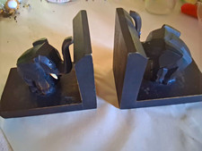 Authentic Vintage Mid-Century Modern German Hand-Carved Elephant Bookends picture