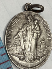 Antique 1901 Religious Medal Our Lady of Light Virgin picture