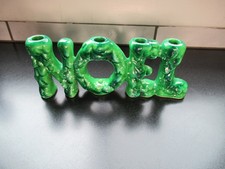 Vintage Holt Howard Green Porcelain Christmas Noel Candle Holder 1960 picture