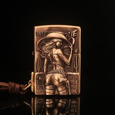 Cowgirl Zippo Lighter Brass Emblem Collectible Gift For Men picture