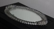 Vintage Art Nouveau Imperial Crystal Glass Candlewick Oval Mirror Vanity Tray picture