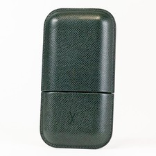 Louis Vuitton Cigar Case Taiga M30724 Etui 3 Robustos Green Leather Vintage Rare picture