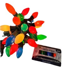 Vtg 25 C9 Bulbs String Light Set Christmas Indoor Outdoor Multi Color Extra Bulb picture