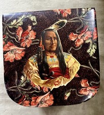 FABULOUS VICTORIAN CELLULOID COLLARS & CUFFS BOX W/ NATIVE AMERICAN IMAGE picture