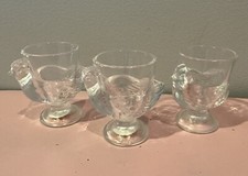 Set of 3 Luminarc France Clear Glass Chicken Hen Coddle Egg Cups Shot Glasses picture