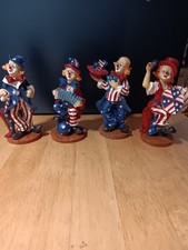 Vintage 4 handpainted Patriotic Uncle Sam Clown figures to make a band, picture