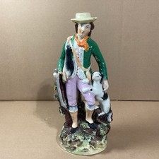 HUGE Antique Staffordshire 11.5” Hunter With Dog In Forest Best Offer picture