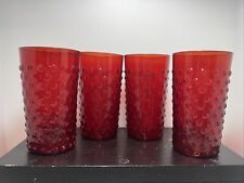Vintage Ruby Red Hobnail Glasses/Tumblers Anchor Hocking Set of 4 1930's picture