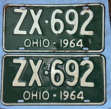 Vintage 1964 Ohio License Plates Set picture
