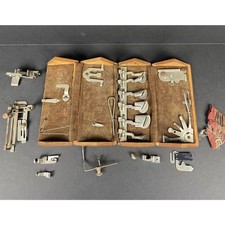 Original Antique 1889 Singer Sewing Machine Wooden Puzzle Box & Attachments Set picture