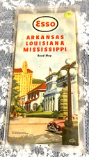 Rare Vintage 1949 Esso Arkansas Louisiana Mississippi Map Gas Station w/ Cover picture