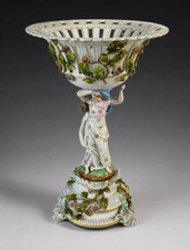 Stunning antique German figural porcelain centerpiece compote. picture