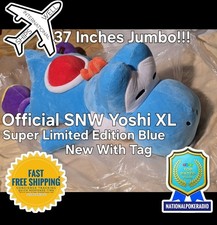 LARGE Yoshi Nintendo World Sleeping Plush Cushion Pillow BLUE Universal Epic 37 picture