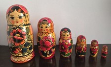 Vintage 1992 Russian Nesting Dolls 6pc Matryoshka Polkhov Maidan Signed Label 6