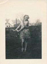 Dancing Hula Girl Grass Skirt Hawaiian Theme Dress 1940s vintage snapshot photo picture