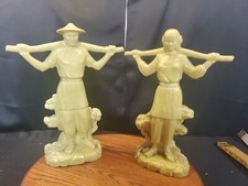 VTG Gonder Ceramic Water Bearers Porters Chinese Asian Man & Woman Figurine 1950 picture