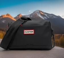 NEW Hunter Black Matte Zip Crossbody Bag w/Adjustable Detachable Strap picture