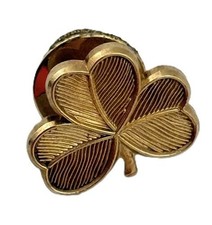 Vtg 10K Gold Garnet Shamrock Four Leaf Clover Brooch Pin St Patricks Day 2.06g picture