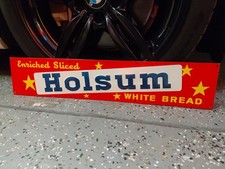 c.1950s Original Vintage Holsum Bread Sign Metal Embossed Grocery Country Clean picture